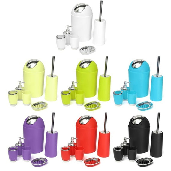 6Pcs/Set Bathroom Accessory Bin Dish Dispenser Tumbler Toothbrush Holder