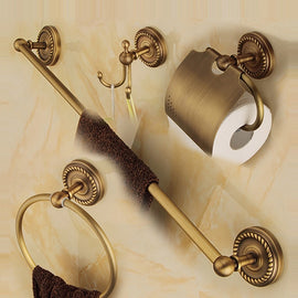 4-Piece Bathroom Hardware Accessory Set With 24" Towel Bar antique brass color brass material YT12200A