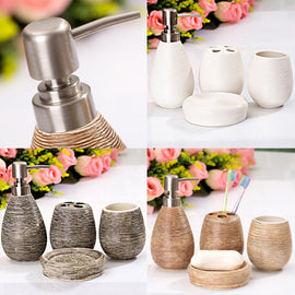 Set of 4 Textural Bathroom Accessory Retro Dispenser Toothbrush Holder Cup Soap Dish Modern Home Decoration