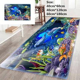 Underwater World 3D Rugs Bath Mat Bath Rugs Anti-slip Kitchen Mats Bathroom Mat Bathroom Carpets