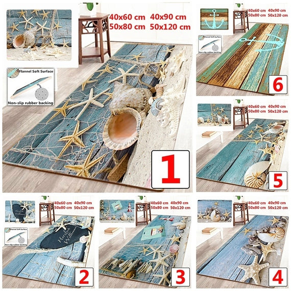 6 Style Anti-slip Nautical Anchor Wood Bathroom Kitchen Carpets Starfish SeaShell Bath Mat Home& Living Decoration Rugs