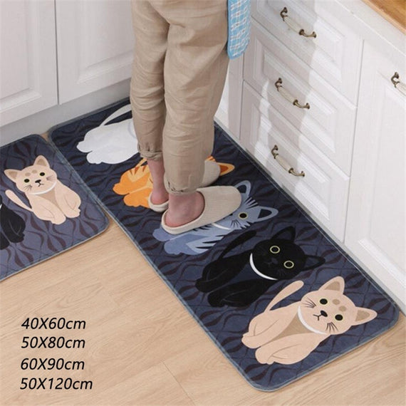 Welcome Floor Mats Animal Cat Printed Bathroom Kitchen Carpets Doormats Cat Floor Mat for Living Room Anti-Slip Tapete