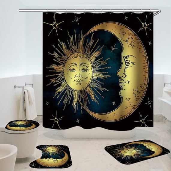 Sun God and Moon Artemis Waterproof 6x6ft Shower Curtain Toilet Doormats Rugs Bath Mat Bathroom Decor Set