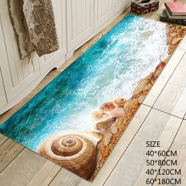 Non-slip Beach Printed Flooring Rugs Bath Mat Kitchen Mats Bathroom Carpet