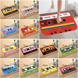 40*60cm Classic Vintage Cassette Magnetic   Design Home  Decoration Anti-slip Mat  Door Mats Water-absorb Floor Bath Mat Toilet Room Anti-slip Mat