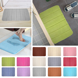 9 Colors Bath Mat Bathroom Non Slip Carpet Rug Absorption Memory Foam Bathroom Mat Kitchen Door Floor Coral Fleece  (40*60cm/50x80cm/40x120cm)