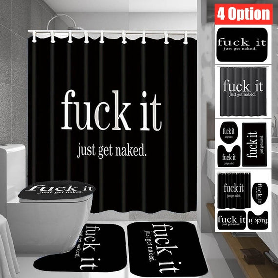 1/3/4PCS Cool Black Funny Quotes Bathroom Set Waterproof Shower Curtain Non-slip Mats Bath Carpets Toilet Seat Cover Floor Mat Bathroom Decor