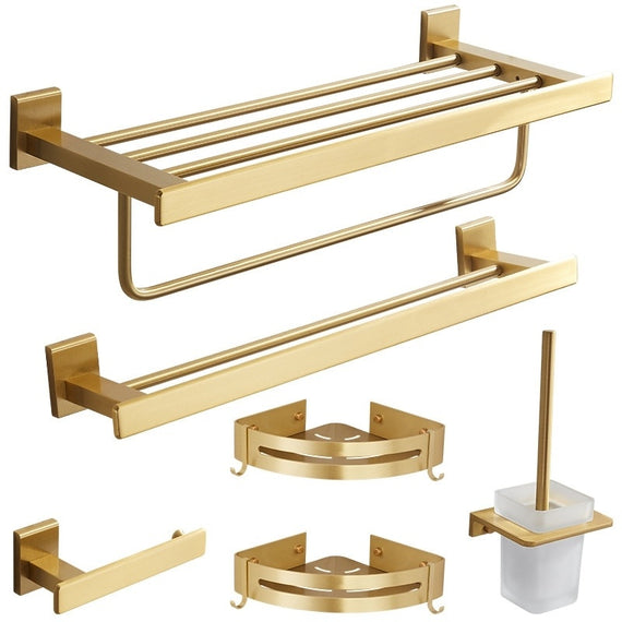 Nordic Brushed Gold Bathroom hardware set wall mount towel rack luxury golden Bath Towel racks bath racks craft kit bathroom set