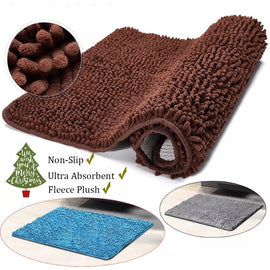 Non Slip Fluffy Soft Shaggy Absorbent Bath Mat Bedroom Shower Rugs Door Carpet Chenille Carpet(60cmx40cm)