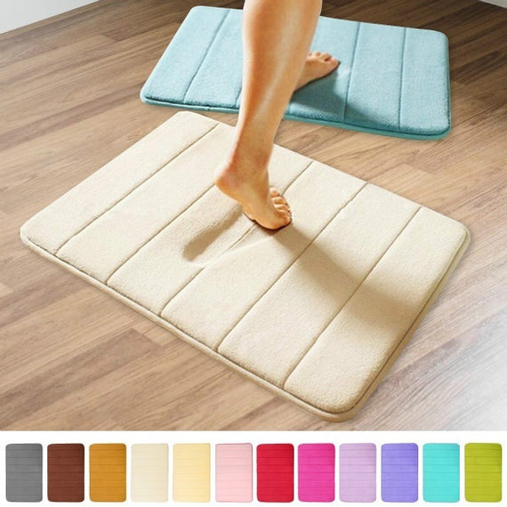 Bath Mat Bathroom Carpet Water Absorption Rug Shaggy Vertical Stripes Memory Foam Bathroom Mat Kitchen Floor Carpet