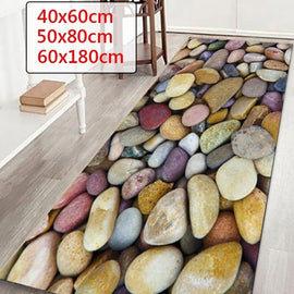 3D Printed Pebble Pattern Bathroom Carpet Doormat Hallway Bath Mat Kitchen Mat Anti-slip Modern Area Rugs Living Room Decor