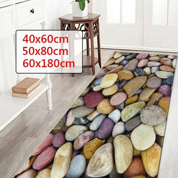 3D Printed Pebble Pattern Bathroom Carpet Doormat Hallway Bath Mat Kitchen Mat Anti-slip Modern Area Rugs Living Room Decor