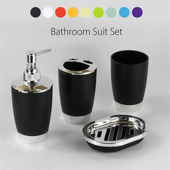 4 Pcs/Set Bathroom Suit Plastic Shampoo Press Bottle Wash Gargle Cup Toothbrush Holder Soap Dish Bath Accessories