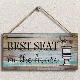 Funny Bathroom Wall Decor Sign, Farmhouse  Bathroom Decorations Wall Art,  Best Seat Wood Plaque