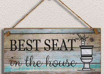 Funny Bathroom Wall Decor Sign, Farmhouse  Bathroom Decorations Wall Art,  Best Seat Wood Plaque