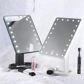 16/22 LED 360 Rotated Women's Makeup Touch Screen Mirror Tabletop Cosmetic Light Up Mirror