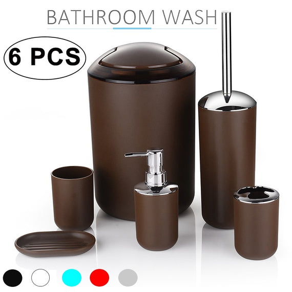 4/6pcs Toothbrush Holder Trash Can Soap Dispenser Bathroom Accessories Set