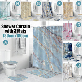 Waterproof Shower Curtain Bathroom Non-slip Mats Bath Carpets Toilet Seat Cover Floor Mat Bathroom Decor