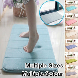 New Solid Memory Cotton Thick Coral Velvet Slow Rebound Bathroom Vertical Striped Rugs Non-slip Soft Touch Mat Rug Carpet Rebound Mats