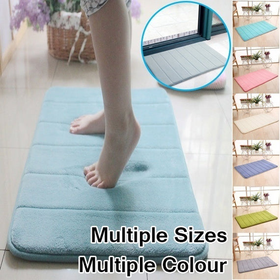 New Solid Memory Cotton Thick Coral Velvet Slow Rebound Bathroom Vertical Striped Rugs Non-slip Soft Touch Mat Rug Carpet Rebound Mats