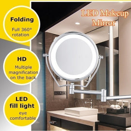 6" LED Lighted Wall Mount Bathroom Shaving Makeup Cosmetic Mirror 7X Magnifying corefly