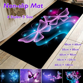 6 Style Colorful Kitchen Doormats Non-slip Absorbent Water Floor Mats Bathroom Area Rug Carpet Butterfly Printed Anti Skidding Mat