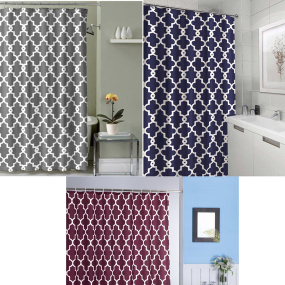 Geometric Patterned Shower Curtain 70-inch By 72-inch