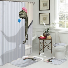 Bathroom Decor Dinosaur Shower Curtain Set Toilet Cover Non-Slip Bath Mat Rug Carpet Sets Waterproof Bath Curtain Toilet Seat Home Decor mask