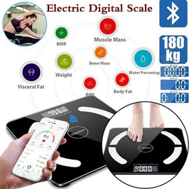 LEADZM Bluetooth Smart 180KG Digital Electronic LCD Bathroom Weighing Scale
