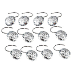 BMP Diamond Shaped Rhinestones Bling Shower Curtain Rings- Set of 12