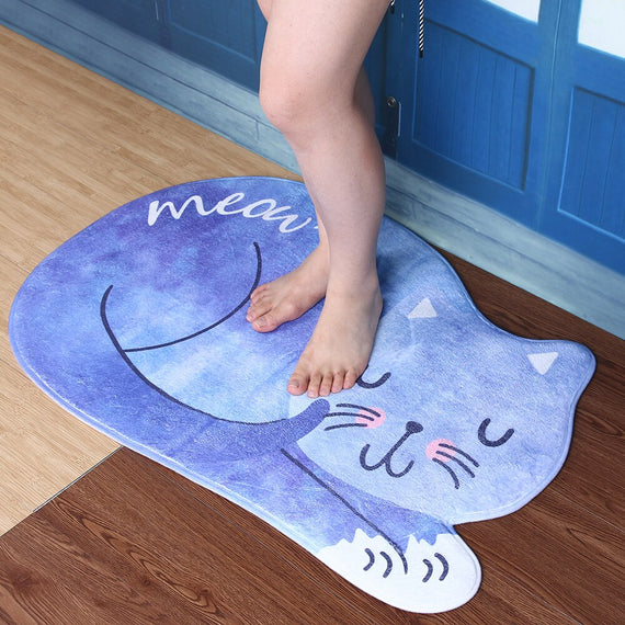 Bathroom Bath Mat Tea Table Bibulous Antiskid False Sleeping Cat Washable Kitchen Rug Bath Mats