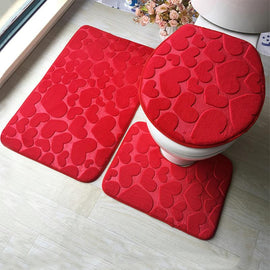 3Pcs Bathroom Mat Set Floor Rugs Embossing Flannel Cushion Toilet Seat Cover Bath Mat for Home Bathroom Product