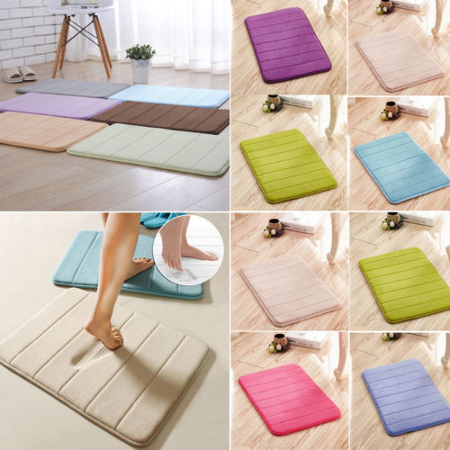 Soft  Plain Absorbent Soft Memory Foam Bath Mat Bathroom Shower Coral Absorbent Water Velvet Rug Non Slip