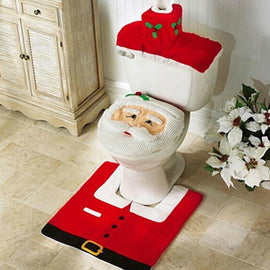 2/3PCS Christmas Santa Toilet Seat Cover Anti-Slip Bathroom Mat Toliet Rug Christmas Decoration for Home New Year Mat