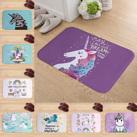 Cute unicorn Rainbow Horse Print bath mat practical anti-slip rectangular flannel Welcome door Mat