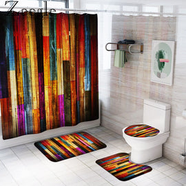 Bathroom Curtain Waterproof Shower Curtain Bathroom Carpet Set Washable Toilet Cover Seat Mat Polyester Bath Toilet Pedestal Rug