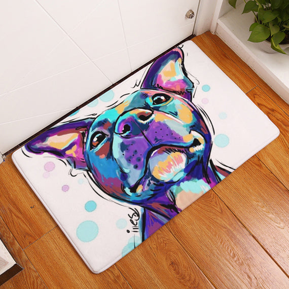 HomeMiYN Stylish Bath Mat Digital Flannel Foot Pads Painted Dog Lovely Animal Cartoon Modern Style Home Bathroom Kitchen Mats