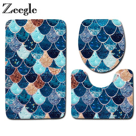 Zeegle 3pcs Bath Mats Set Anti-slip Bathroom Floor Mats Toilet Rug Lid Cover Absorbent Bathroom  Home Decor Carpets Set