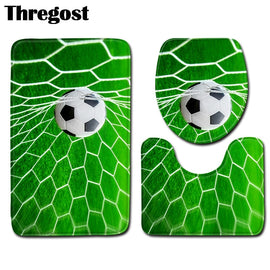 Microfiber Bath Mat 3pcs Football Printed Shower Rugs Non Slip Bathroom Rug 3D Carpets Washroom Mats Footmat