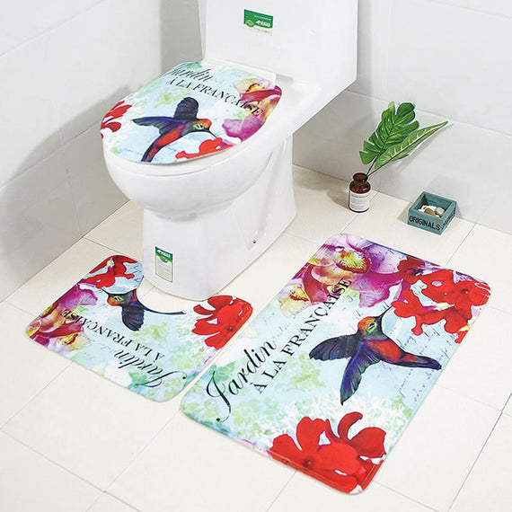 3pcs/set Non Slip Shower Mat Toilet Lid Pad Floor Carpet Home Bathroom Bath Mat Rugs Home Decor Bathroom Products