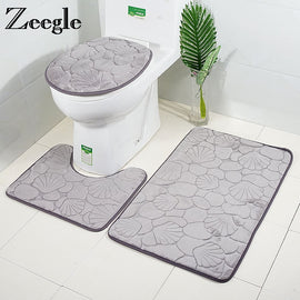 Embossing Bath Mat for Bathroom Memory Foam Bathroom Carpet Mat Toilet Rugts Shower Room Lid Cover Toilet Mat Bathroom Floor Rug