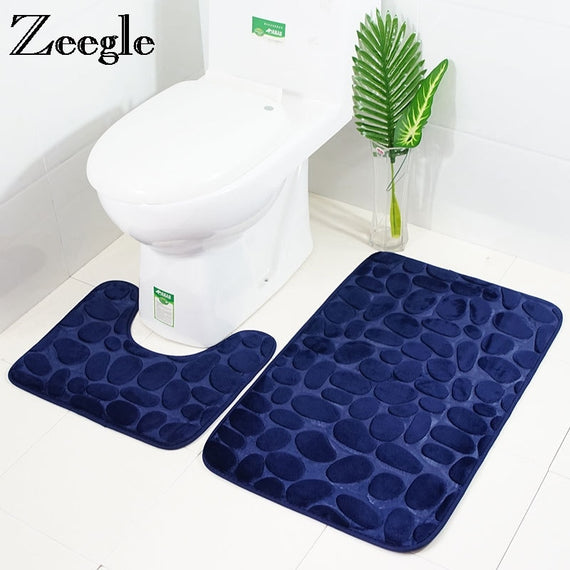 Memory Foam Bath Mat for Bathroom Carpet Rug Toilet Floor Mat Non-slip Shower Room Foot Mat Bath Rug Toilet Absorbent Bath Mat