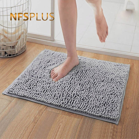 Chenille Bathroom Carpet Bath Mat Rug 40x60 50x80 Latex Anti-Slip Floor Mat Purple Coffee Grey Plush Toilet Mat Doormat Door Mat