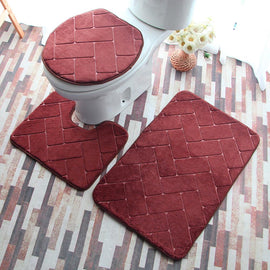 3Pcs Bathroom Mat Set Toilet Lid Pad Floor Carpet Home Bathroom Supply Bath Mat Rugs Home Decor Bathroom Products