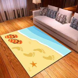 6mm 3D Beach footprint pattern carpets for Living Room Bedroom Rectangle Home Decor rug Coffee Table Mat Bath Absorb Water Rugs
