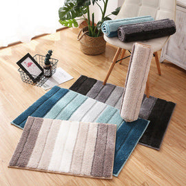 Bathroom Front Door Rug Fashion Concise Stripes Pattern Absorbent Doormat Anti-Slip Floor Mat Soft Carpet Foot Pad Rug N