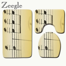 Zeegle Music Symbol Pattern Shower Carpet Bathroom Mats and Rugs Shower Floor Mats Water Absorbent Mats Rugs Set Quick Dry Mat