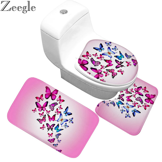 Zeegle Printed Bath Mat Thicken Memory Foam Bathroom Mat Toilet Shower Room Water Absorbing Bathroom Rug Toilet Mat for Bathroom