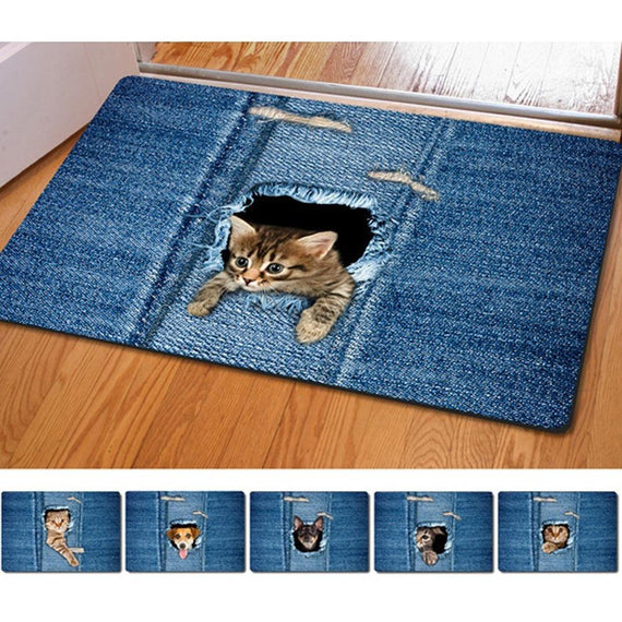 Bath Mat Cute Cats Painting Foot Pad Non Slip Mats Bath Rug Doormats Outdoor Decoration for Home Floor Entrance Rugs Kitchen Rug