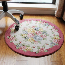 Pink Flower Print Round Bathroom Carpet Dia 80cm Non-Slip Bathroom Mat For Doorway Toilt Bedroom Bath Mat Rug Cheap Bath Carpet